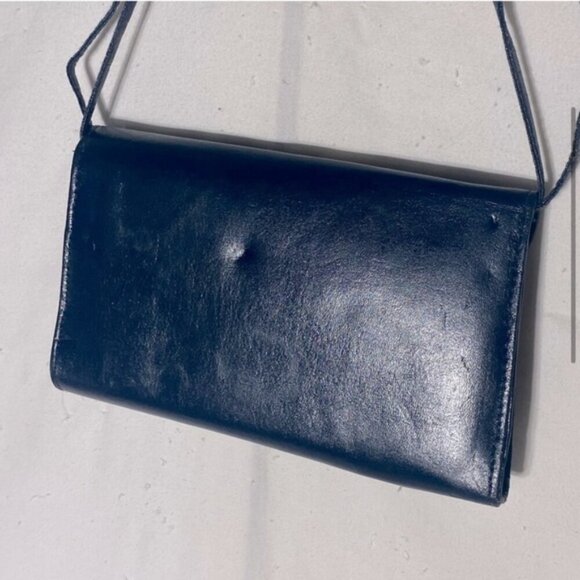 Vintage Navy Blue Cross Body Bag Shoulder Bag Clutch Purse - Picture 4 of 12